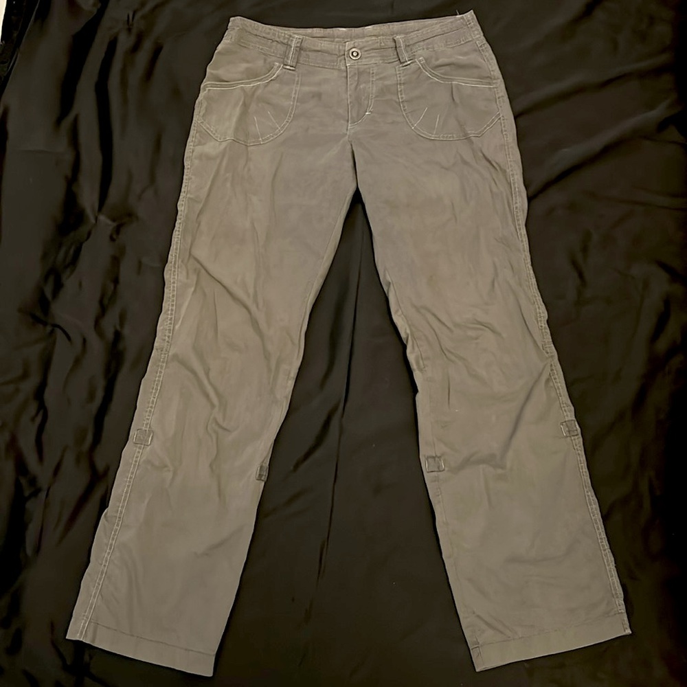 Kuhl Regular size 8 Low-Rise Pants Grey/Green (Missing Back Pocket Button)
